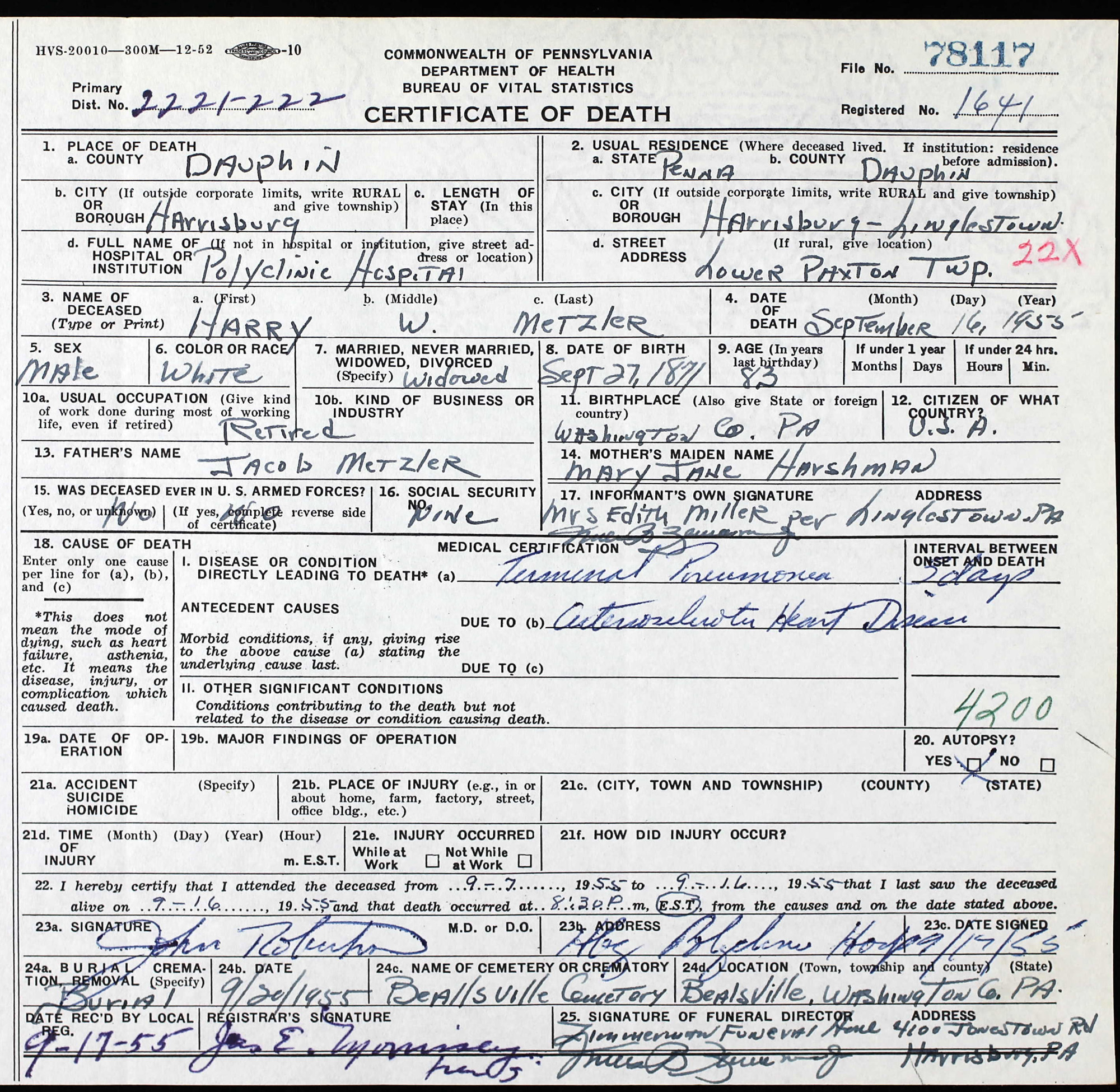 death certificate
